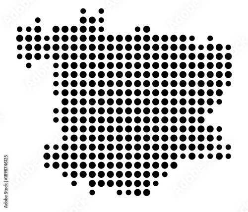 Symbol Map of the Kreisfreie Stadt Kempten (Allgaeu) (Bayern, Germany) showing the county with a pattern of just a few black dots