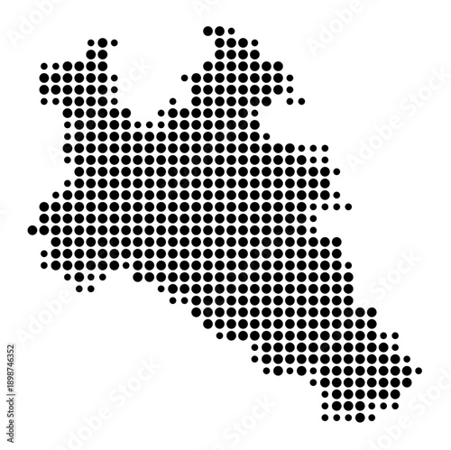 Symbol Map of the Landkreis Roth (Bayern, Germany) showing the county with a pattern of just a few black dots
