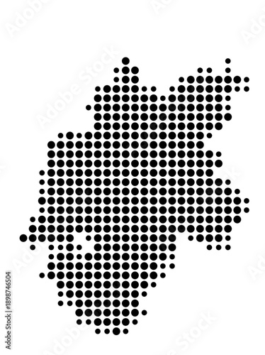 Symbol Map of the Landkreis Nuernberger Land (Bayern, Germany) showing the county with a pattern of just a few black dots