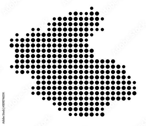 Symbol Map of the Landkreis Fuerth (Bayern, Germany) showing the county with a pattern of just a few black dots