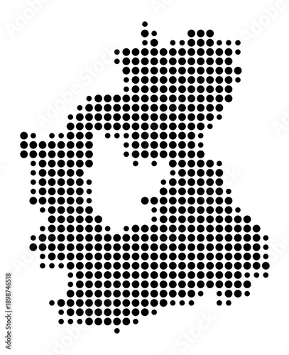 Symbol Map of the Landkreis Spree-Neisse (Brandenburg, Germany) showing the county with a pattern of just a few black dots