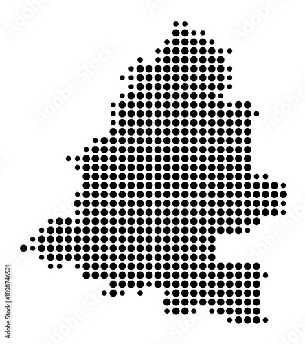 Symbol Map of the Landkreis Teltow-Flaeming (Brandenburg, Germany) showing the county with a pattern of just a few black dots