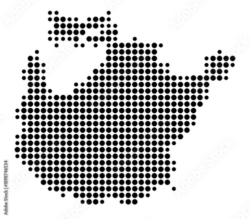 Symbol Map of the Landkreis Potsdam-Mittelmark (Brandenburg, Germany) showing the county with a pattern of just a few black dots