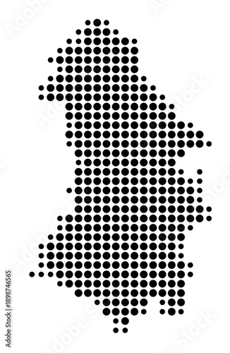 Symbol Map of the Landkreis Oberhavel (Brandenburg, Germany) showing the county with a pattern of just a few black dots