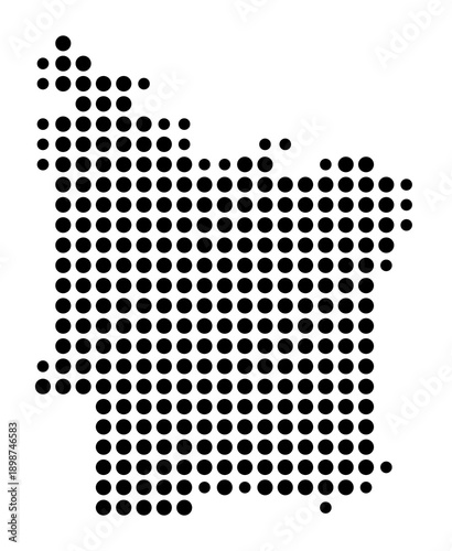 Symbol Map of the Kreisfreie Stadt Erlangen (Bayern, Germany) showing the county with a pattern of just a few black dots