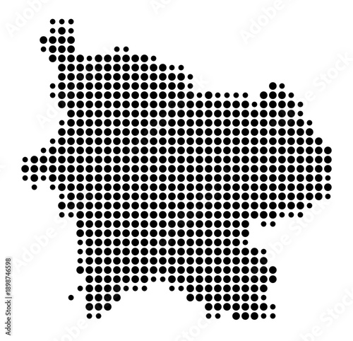 Symbol Map of the Landkreis Elbe-Elster (Brandenburg, Germany) showing the county with a pattern of just a few black dots