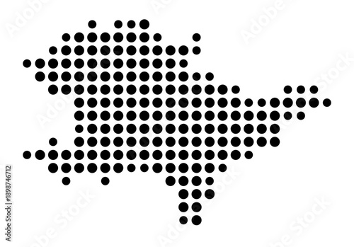 Symbol Map of the Kreisfreie Stadt Coburg (Bayern, Germany) showing the county with a pattern of just a few black dots