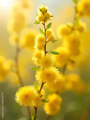 Mimosa Flowers Close Up Spring Blossom