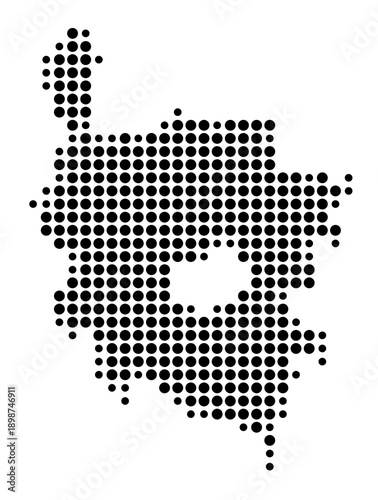 Symbol Map of the Landkreis Amberg-Sulzbach (Bayern, Germany) showing the county with a pattern of just a few black dots