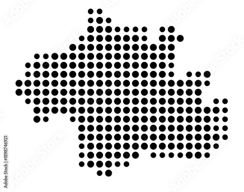 Symbol Map of the Kreisfreie Stadt Muenchen (Bayern, Germany) showing the county with a pattern of just a few black dots