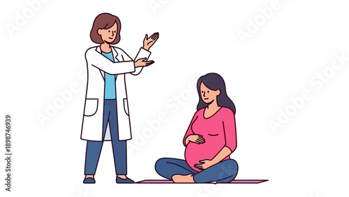Pregnancy Consultation: A supportive medical professional guides a pregnant individual, offering reassurance and expert advice.