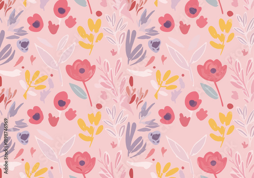 Elegant yet playful flower background with soft petals and botanical charm