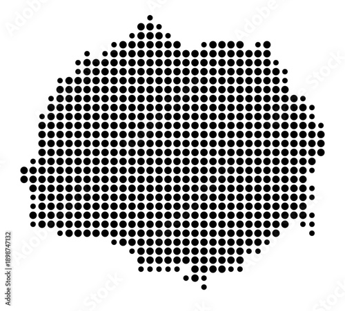 Symbol Map of the Landkreis Erding (Bayern, Germany) showing the county with a pattern of just a few black dots