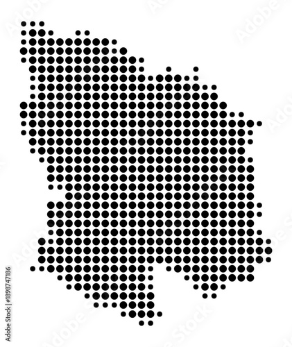 Symbol Map of the Landkreis Ebersberg (Bayern, Germany) showing the county with a pattern of just a few black dots