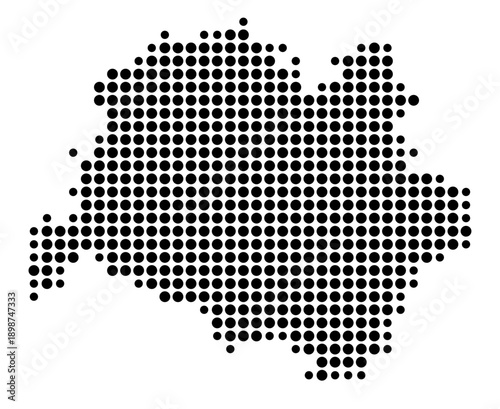 Symbol Map of the Landkreis Dachau (Bayern, Germany) showing the county with a pattern of just a few black dots