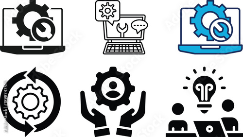 It Support Icons. Technical Support Icon In . Editable stroke, Vector illustration