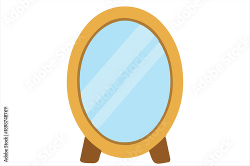 Stylish Oval Mirror with Wooden Frame for Home Decor