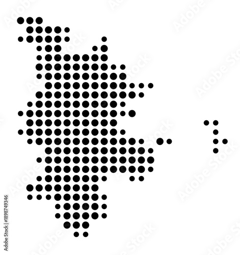 Symbol Map of the Kreisfreie Stadt Nuernberg (Bayern, Germany) showing the county with a pattern of just a few black dots
