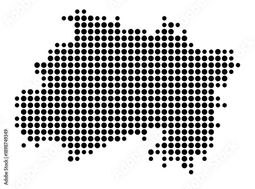 Symbol Map of the Landkreis Lichtenfels (Bayern, Germany) showing the county with a pattern of just a few black dots