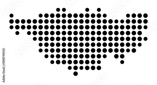 Symbol Map of the Kreisfreie Stadt Passau (Bayern, Germany) showing the county with a pattern of just a few black dots