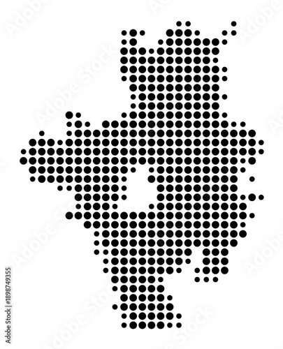 Symbol Map of the Landkreis Rosenheim (Bayern, Germany) showing the county with a pattern of just a few black dots