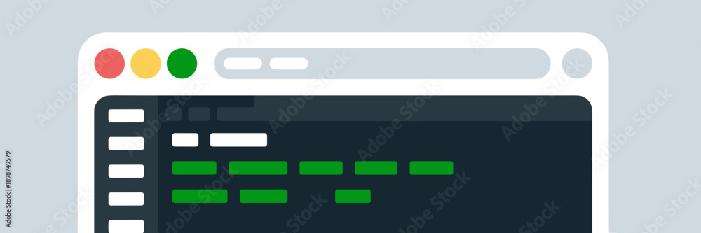 Obraz premium Flat design command line app frame – Suitable for cloud computing services, terminal software marketing, or developer workspace visuals.