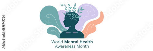 Organic shapes mental wellness art – Ideal for supportive messages.