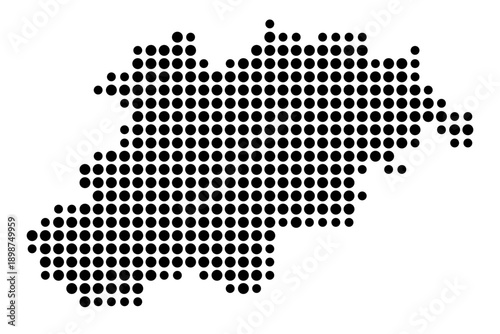 Symbol Map of the Landkreis Erzgebirgskreis (Sachsen, Germany) showing the county with a pattern of just a few black dots