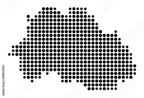 Symbol Map of the Landkreis Freyung-Grafenau (Bayern, Germany) showing the county with a pattern of just a few black dots