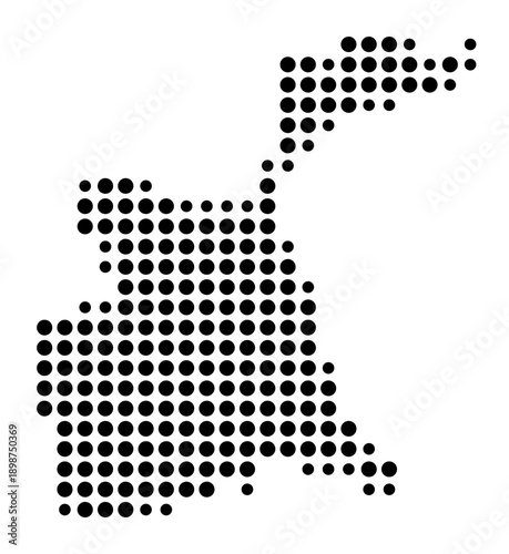 Symbol Map of the Kreisfreie Stadt Worms (Rheinland-Pfalz, Germany) showing the county with a pattern of just a few black dots