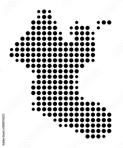 Symbol Map of the Kreisfreie Stadt Speyer (Rheinland-Pfalz, Germany) showing the county with a pattern of just a few black dots