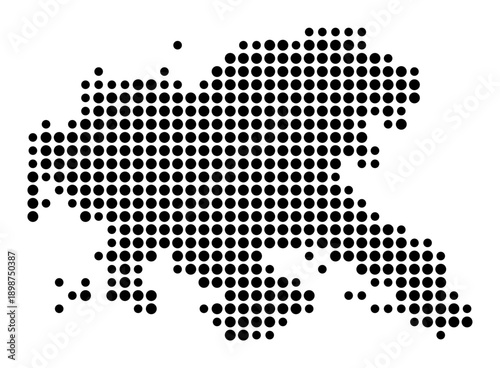 Symbol Map of the Landkreis Konstanz (Baden-Wuerttemberg, Germany) showing the county with a pattern of just a few black dots