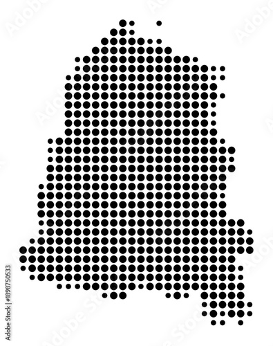 Symbol Map of the Landkreis Ortenaukreis (Baden-Wuerttemberg, Germany) showing the county with a pattern of just a few black dots