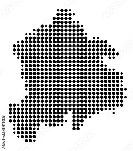Symbol Map of the Landkreis Tuttlingen (Baden-Wuerttemberg, Germany) showing the county with a pattern of just a few black dots