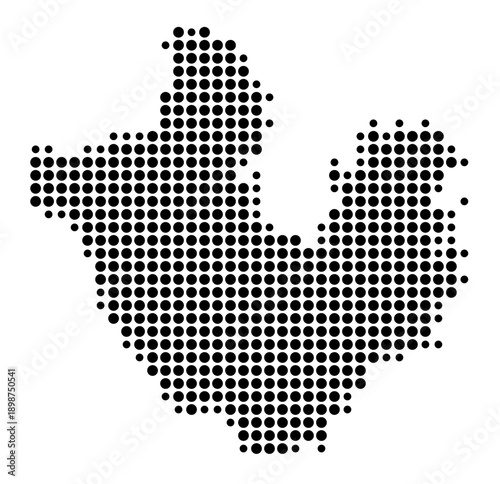 Symbol Map of the Landkreis Neuwied (Rheinland-Pfalz, Germany) showing the county with a pattern of just a few black dots