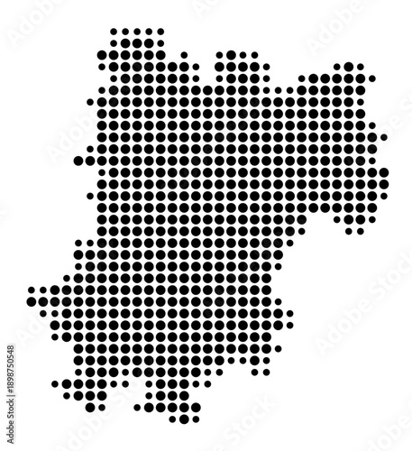 Symbol Map of the Landkreis Westerwaldkreis (Rheinland-Pfalz, Germany) showing the county with a pattern of just a few black dots