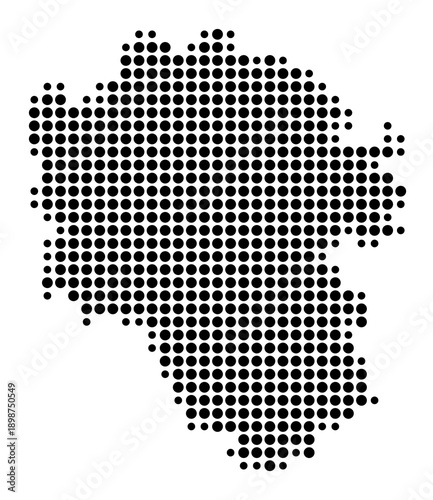 Symbol Map of the Landkreis Cochem-Zell (Rheinland-Pfalz, Germany) showing the county with a pattern of just a few black dots