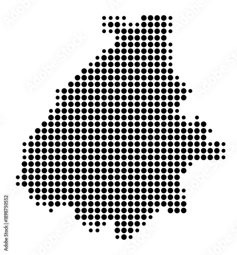 Symbol Map of the Landkreis Birkenfeld (Rheinland-Pfalz, Germany) showing the county with a pattern of just a few black dots