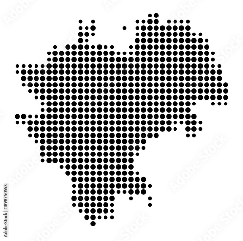 Symbol Map of the Landkreis Rhein-Lahn-Kreis (Rheinland-Pfalz, Germany) showing the county with a pattern of just a few black dots