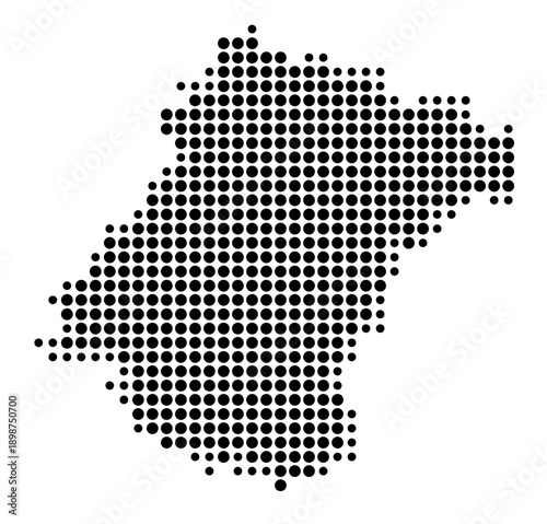 Symbol Map of the Landkreis Schwalm-Eder-Kreis (Hessen, Germany) showing the county with a pattern of just a few black dots