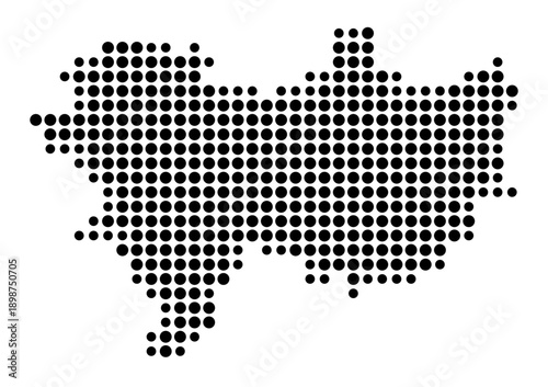 Symbol Map of the Landkreis Wetteraukreis (Hessen, Germany) showing the county with a pattern of just a few black dots