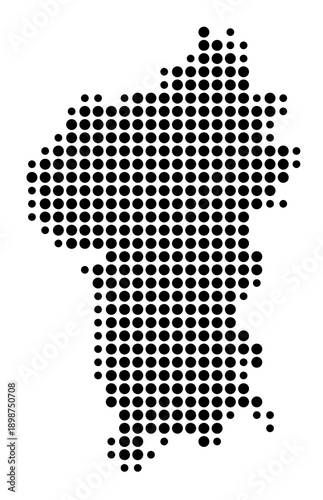 Symbol Map of the Landkreis Odenwaldkreis (Hessen, Germany) showing the county with a pattern of just a few black dots
