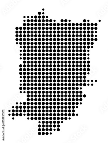 Symbol Map of the Kreis Hoexter (Nordrhein-Westfalen, Germany) showing the county with a pattern of just a few black dots
