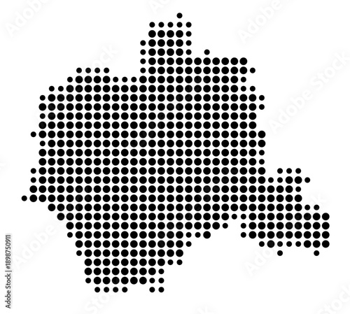 Symbol Map of the Kreis Lippe (Nordrhein-Westfalen, Germany) showing the county with a pattern of just a few black dots