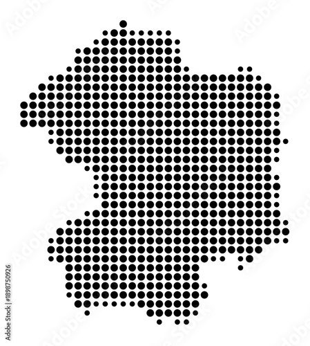 Symbol Map of the Kreis Paderborn (Nordrhein-Westfalen, Germany) showing the county with a pattern of just a few black dots