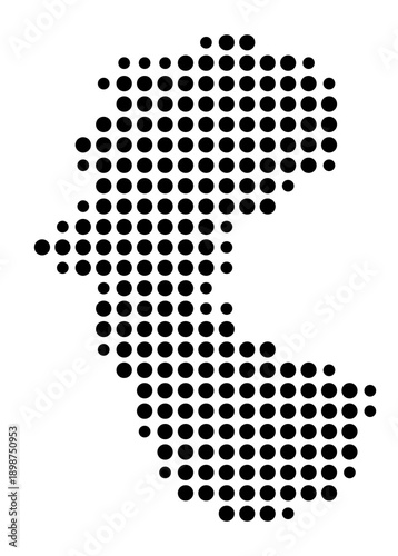 Symbol Map of the Kreisfreie Stadt Bottrop (Nordrhein-Westfalen, Germany) showing the county with a pattern of just a few black dots