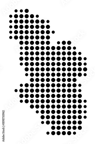 Symbol Map of the Kreisfreie Stadt Gelsenkirchen (Nordrhein-Westfalen, Germany) showing the county with a pattern of just a few black dots