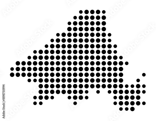 Symbol Map of the Kreisfreie Stadt Solingen (Nordrhein-Westfalen, Germany) showing the county with a pattern of just a few black dots