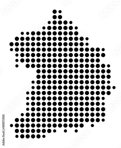 Symbol Map of the Kreisfreie Stadt Essen (Nordrhein-Westfalen, Germany) showing the county with a pattern of just a few black dots