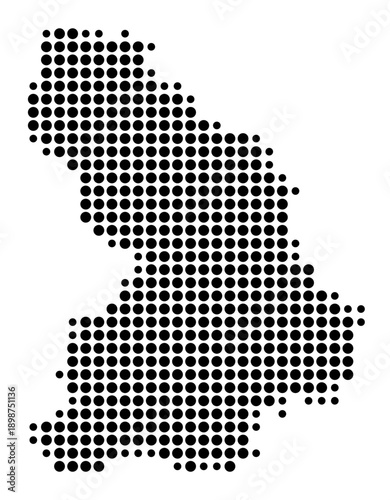 Symbol Map of the Landkreis Cloppenburg (Niedersachsen, Germany) showing the county with a pattern of just a few black dots